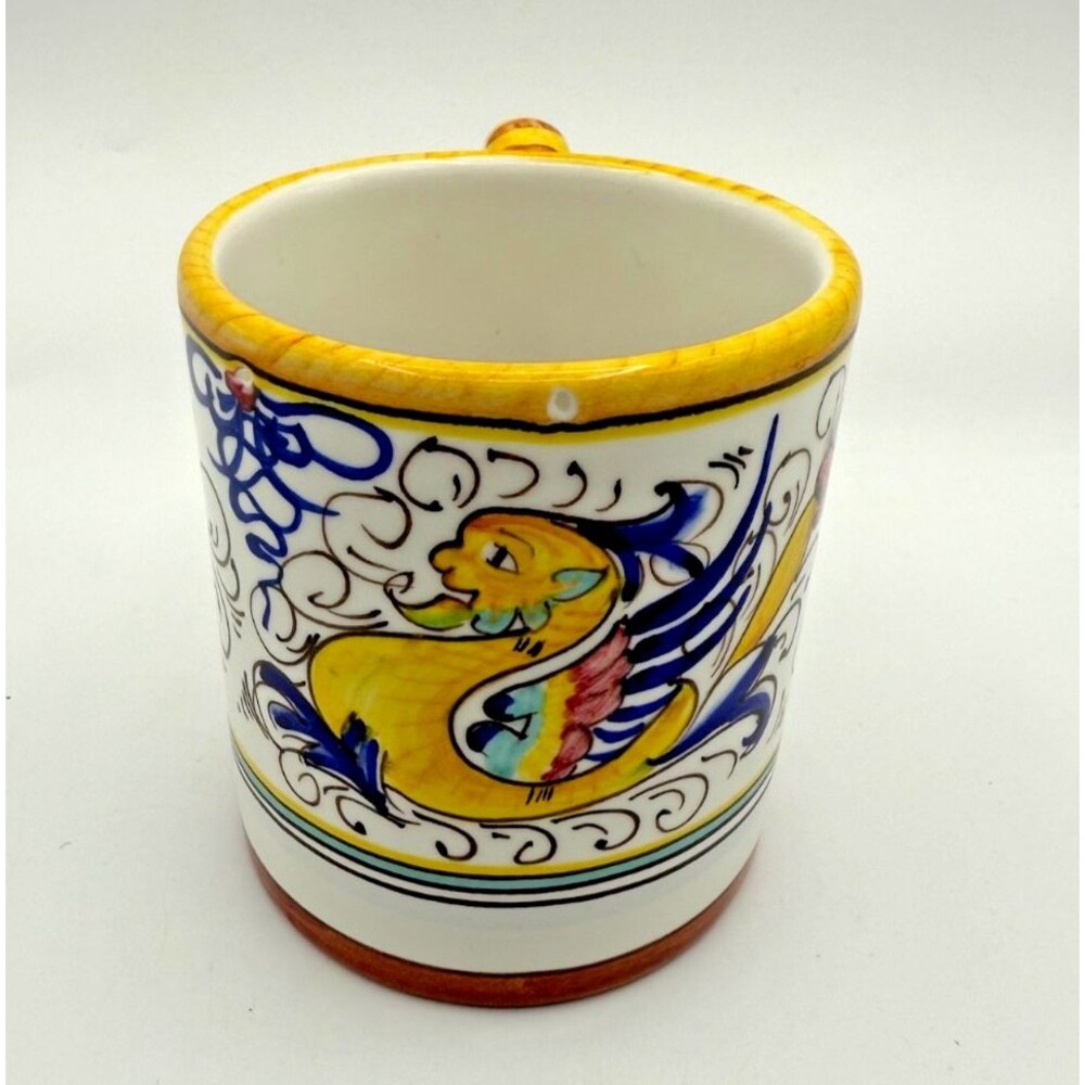 Deruta Italian Ceramic Mug Raffaellesco Dragon Hand Made Pottery Coffee Mug